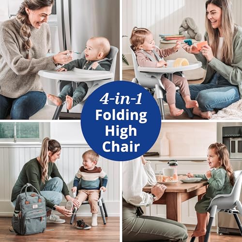 Chicco Zest 4-in-1 Folding High Chair, Feeding Chair, Toddler Chair and Youth Stool, Multi-Use Easy Clean High Chair, Seasalt/Grey