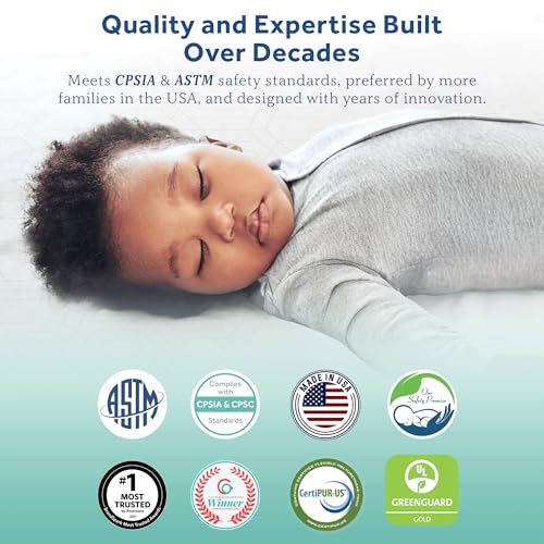 Sealy Baby Infant & Toddler Crib Mattress - Butterfly Knit Premium Foam, Waterproof and Breathable, Non Toxic Washable Zip off Cover, GREENGUARD GOLD Certified, Made in USA, 52x28