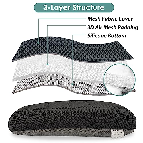AEROiVi 17.7" L × 16.9" W × 3" H,Car Booster Seat Cushion Raise The Height for Short People Driving, Breathable 3D Air Mesh, 3 Inch Booster Seat, Non-Slip Bottom, Car Seat Pad with Truck,Cars,SUVs
