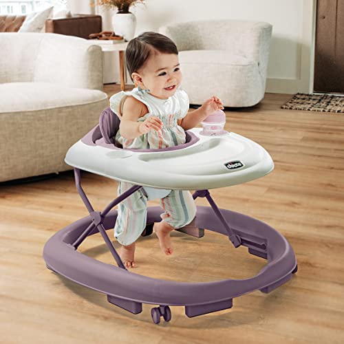 Chicco Mod Walker Foldable Infant Walker, 3 Height Adjustments, BPA-Free Tray with 2 Cup Holders, Brake Pads, for Children up to 26 lbs., Space-Saving Compact Fold, Grey/Grey