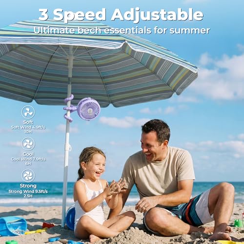 AMACOOL Battery Operated Stroller Fan, Baby Travel Essentials for Beach Disney, Newborn Boy & Girl Showers Gifts Registry Search, Rechargeable Clip On Fan for Car Seat Wagon Crib Bike Treadmill