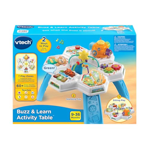 VTech Buzz and Learn Activity Table with Seven Interactive Play Zones, Blue