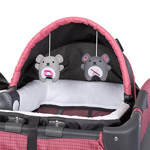 Baby Trend Lil’ Snooze™ Deluxe III Nursery Center® Playard for Twins, Cozy Berry