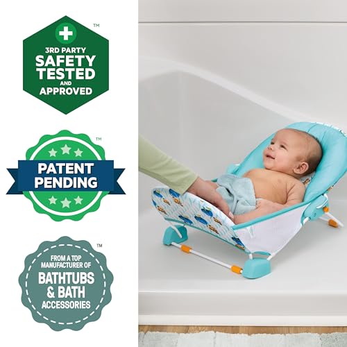 Bright Starts Disney Baby Nemo Foldaway 2-Position Baby Bath Seat, Adjustable Support for Sink or Bathtub, Ages 0-6 Months up to 20 Pounds, Machine-Washable Sling
