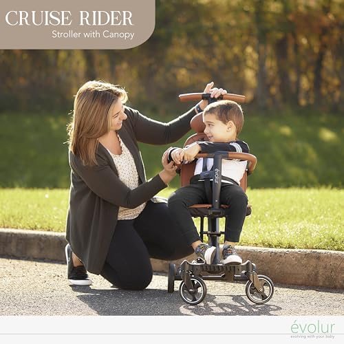 Evolur Cruise Rider Stroller with Canopy, Lightweight Umbrella Stroller with Compact Fold, Easy to Carry Travel Stroller - Cognac