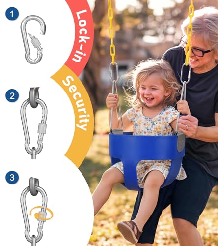 High Back Full Bucket, Toddler Swing with Coated Chains & Triangle Dip Pinch Protection for Safety, Baby Swing Outdoor with Locking Buckles, Toddler Bucket Swing for Backyard, Playground, Blue