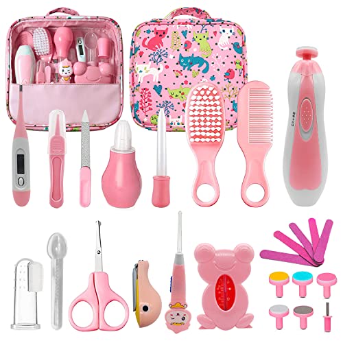 LLbucuo Baby Healthcare and Grooming Kit, 26 in 1 Baby Electric Nail Trimmer Set Newborn Nursery Health Care Set for Newborn Infant Toddlers Baby Boys Girls Kids Haircut Tools
