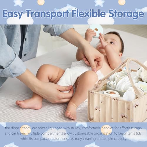 Geetery Diaper Caddy Organizer for Newborn & Nursery- Large, Sturdy Storage Basket for Diapers, Wipes & Baby Diapers Essentials