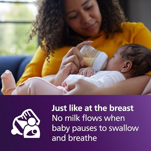 Philips Avent Natural Baby Bottles with Natural Response Nipples (Slow Flow, Flow 2), 4oz, 2-Pack, SCY900/02
