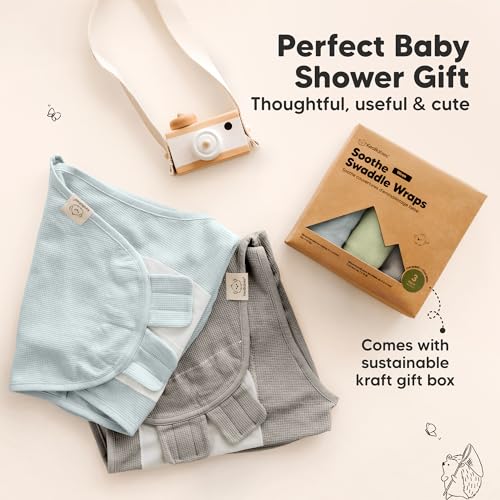 3-Pack Organic Swaddles for Newborns Sleep Sacks – Baby Swaddles 0-3 Months, Newborn Swaddle Wrap, Infant Wearable Blanket, Baby Sleep Sack Girls, Boys, Soft & Snug, Large Hook & Loop Closure (Ripple)