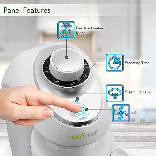 NutriChef Baby Food Maker | 2-in-1 Steam Cooker & Puree Blender | Adjustable Steam Timer | Blend Organic Food for Babies, Infants & Toddlers | Includes Dishwasher Safe Steam Basket & Bowl