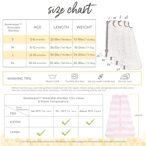 Burt's Bees Baby Beekeeper Wearable Blanket Winter, Organic Cotton Swaddle 0.5 or 1.5 TOG, Baby Infant Wearable Blanket & Essentials Shower Gift