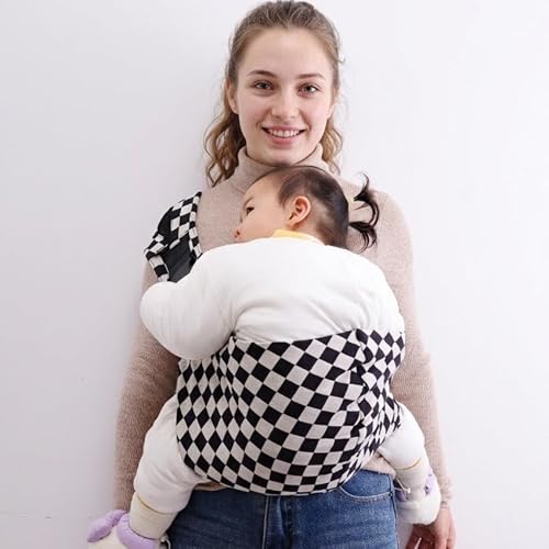 Lujifo Baby Sling Carrier, Premium Cotton Blend Baby Carrier for Toddlers, Adjustable & Breathable Toddler Carrier with Ventilated Straps, Lightweight & Travel-Friendly Design (Ebony Check)