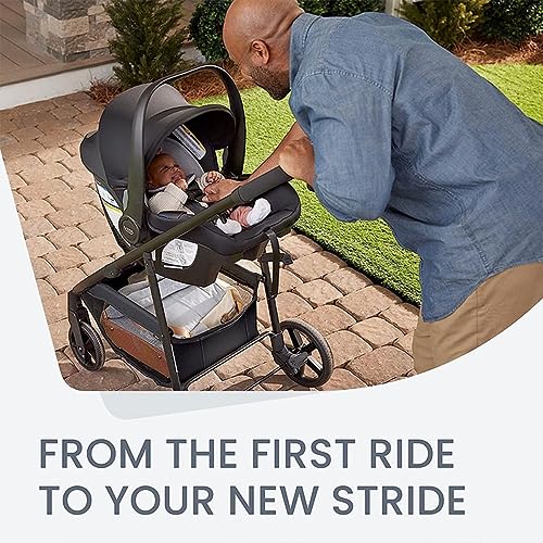 Britax Willow Brook Travel System, Car Seat Stroller Combo With Willow Infant Car Seat, Aspen Base, and Brook Stroller; ClickTight Technology, RightSize System and 4 Ways to Ride — Onyx Glacier