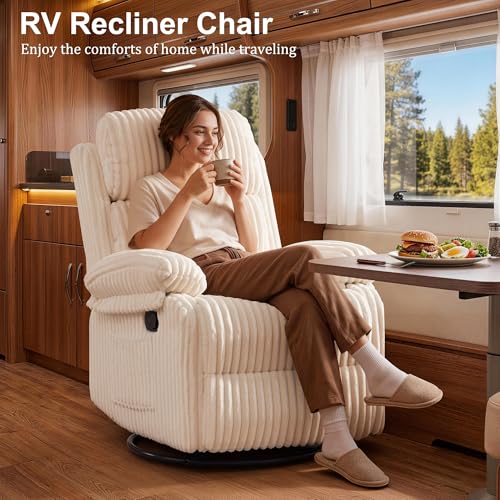 Korser Rocking Recliner Chair, Nursery Rocker Chair for Adults, Small Recliners for Small Spaces, Swivel Rocker Recliner with Cushion, Upholstered Rocking Chairs for Living Room, RV, Corduroy
