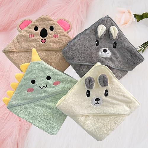 TMIELYBS Hooded Baby Towels, 4 Packs Premium Soft Baby Bath Towels with Hood for Babies, Toddler, Infant - Ultra Absorbent, Baby Stuff Shower as Best Gifts for Boys and Girls (4Pack)
