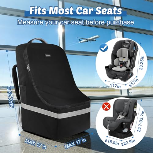 Padded Car Seat Travel Bag For Airplane: Backpack Car Seat Cover for Air Travel, Carseat Bag With Shoulder Strap for Infant Car Seats, Boosters & Carriers, Flying Accessories For Gate & Baggage Check