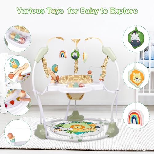 Otrolepota Baby Activity Center, Infant Jumpers and Bouncers with Music, Lights, Infant Toys, 360°Rotating Seat, 3 Adjustable Heights, Baby Play and Learning Center for 6+ Months
