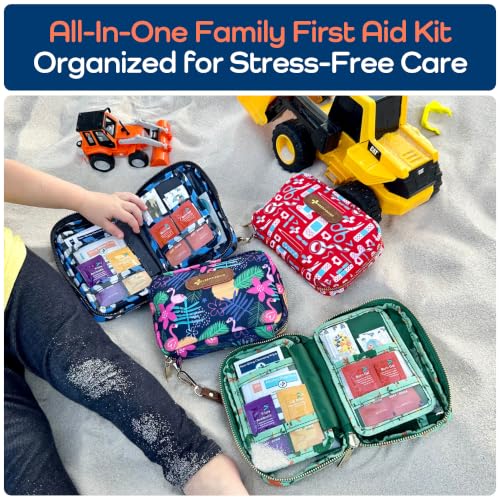 KeepGoing Travel First Aid Kit for Kids – 130 Pc. for Car, Home, Purse, Diaper Bag & Backpack with Latex-Free Bandages - Mini First Aid Kit Travel Size TSA-Approved