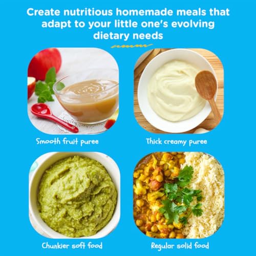 EVLA'S Baby Food Maker, Steamer, Blender, Baby Food Processor for Healthy Homemade Baby Food in Minutes, Touch Screen with 6 Reusable Food Pouches, Baby Registry Essential, White