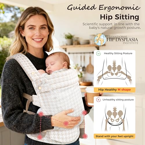 Baby Carrier Newborn to Toddler- 100% Pure Cotton Double-Side Skin-Friendly Baby Carrier,3 Carry Positions Newborn Carrier, Ergonomic,Cozy and Lightweight Infant Carrier for 7-40lbs,White Houndstooth