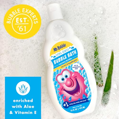 Mr. Bubble Extra Gentle Bubble Bath - Hypoallergenic, Tear Free Bubble Bath Solution Perfect for Sensitive Skin (Pack of 2 Bottles, 16 fl oz Each)