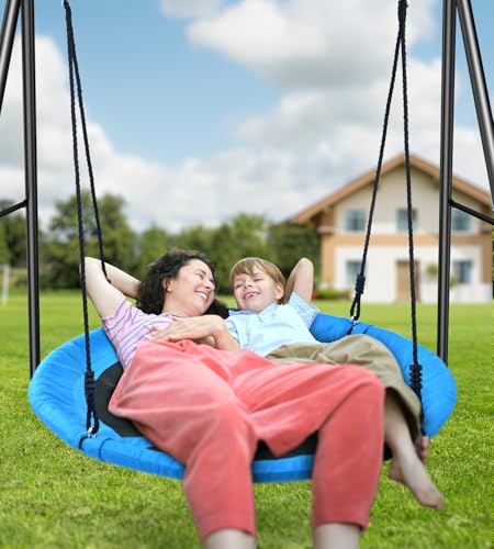 Trekassy Saucer Swing with Frame for Kids Outdoor, 440lbs Swing Set with Heavy Duty Metal Stand for Backyard, Outdoor Kids Play Equipment (Patented)