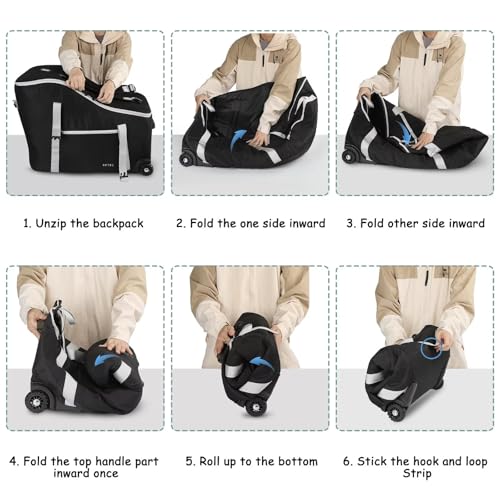 SCTEL Infant Car Seat Travel Bag Backpack for Airplane, Fits Doona Car Seat Stroller and Base, Padded Carseat Cover for Air Travel, Nuna Pipa Car Seat Travel Bag with Wheels