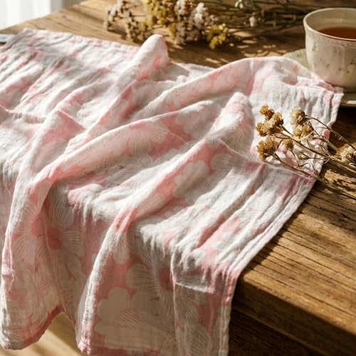 GLLQUEN BABY Receiving Blanket Boy Cotton Muslin Swaddle Blankets Girl Newborn Squares Breathable & Soft Thin Baby Blankets Cloths Double Absorbent Infant Swaddling Wrap - 6 Pack (Rosebud)