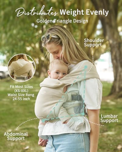 GROWNSY Baby Carrier, Cozy Newborn Carrier, Ergonomic Baby Wraps Carrier Newborn to Toddler with Head Support, Cream