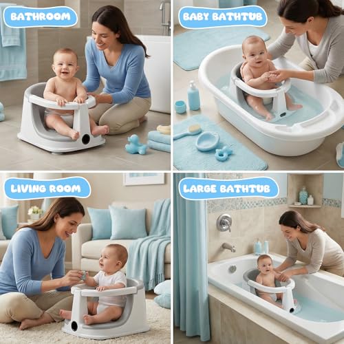 Baby Bath Seat for Babies Sitting Up, Bath Seats Sitting Up for Infant,Safe & Comfortable Toddler Bath Seat, Features an Open Design, Non-Slip Baby Bathtub with 3 Suction Cups(6-24Month)