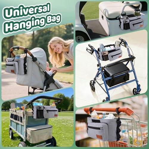 Guiseapue Universal Stroller Organizer with Cup Holder: Baby Essentials, Stroller Caddy with Shoulder Strap, Detachable Phone Bag, Stroller Accessories, New Moms Baby Gifts