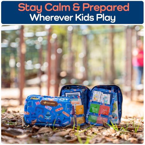 KeepGoing Travel First Aid Kit for Kids – 130 Pc. for Car, Home, Purse, Diaper Bag & Backpack with Latex-Free Bandages - Mini First Aid Kit Travel Size TSA-Approved