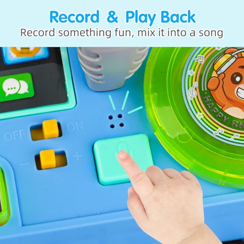 Baby DJ Activity Table for Toddlers 1-3, Baby Musical Piano Toys for 1 Year Old Boy with Music & Light Toddler Learning Educational Infant Toy 6-9-12-18 Months for 1st One Boy Girl First Birthday Gift