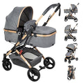 2 in 1 Baby Stroller Newborn Stroller Foldable Convertible Infant Stroller Pushchair Folding High Landscape Infant Carriage,Toddler Pushchair Gray Baby Stroller