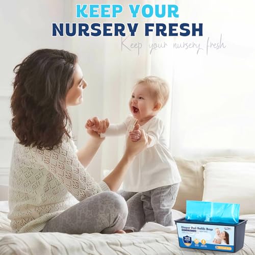 Diaper Pail Refill Bags 30 Bags Per Refill，Compatible with Genie Easy Roll Signature Diaper Pails Holds Up to 2820 Newborn Diapers Talc Powder Scent 7 Layer Odor Barrier,Scented,2PACK (60 Bags)