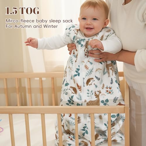 david's kids 3 Pack Warm Micro Fleece Baby Sleep Sack 0-6 Months, Soft Baby Wearable Blankets with 2-Way Zipper, Comfy Winter Sleeping Bags for Infant Newborn Boys Girls, Small Size, Animal Forest
