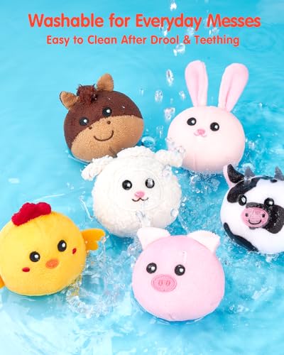 hahaland Baby Toys 6-12 Months - Surprise Barn Stuffed Farm Animals, Rattle, Crinkle, Mirror, Montessori Toys for 6 Month Old Sensory Balls 1-3, Baby Boy Gifts, Farm Plush Toys for Babies Travel Toy
