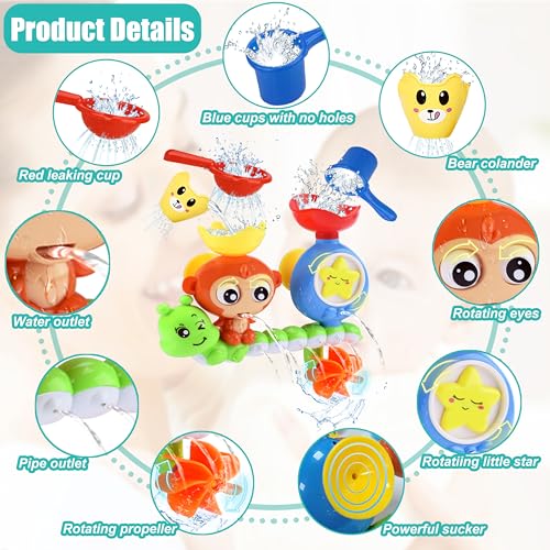 Bath Toys for Kids Ages 1-3 Toddler Bath Toys for Babies 1 2 3 Year Old Boys Girls Water Bathing Tub Toy for 12 18 Months Infant with Cups