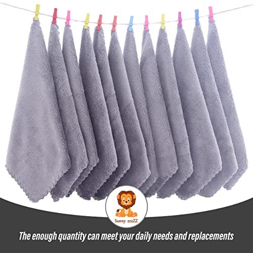 Sunny zzzZZ Ultra Soft 24 Pack Baby Washcloths - 10x10 Inches - Coral Fleece Extra Absorbent Wash Clothes for Babies, Infants and Toddlers - Sensitive Skin and Newborn - Ideal Baby