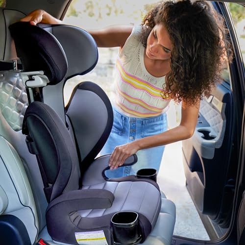Safety 1st Grow and Go 2-in-1 Booster Car Seat with ComfortWings, Converts High-Back to Backless, 19" Wide, Fits 3 Across, Lightweight, Foldable, Easy-Clean, Cup Holders, 40-100 lbs, Beach Wave
