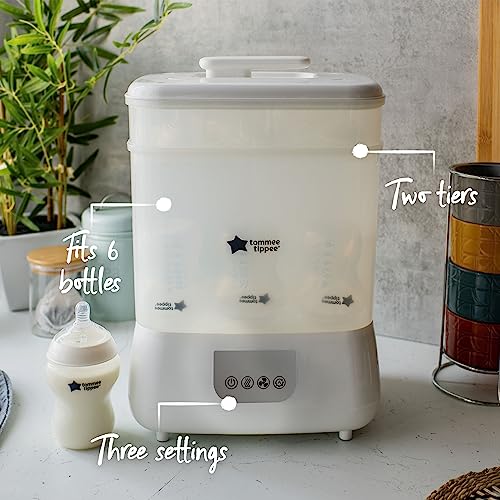 Tommee Tippee Steridryer Electric Steam Sterilizer and Dryer, White, for Baby Bottles and Feeding Accessories, Kills Viruses* and 99.9% of Harmful Microbes