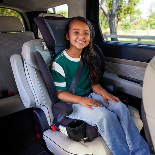 Safety 1st Grow and Go 2-in-1 Booster Car Seat with ComfortWings, Converts High-Back to Backless, 19" Wide, Fits 3 Across, Lightweight, Foldable, Easy-Clean, Cup Holders, 40-100 lbs, Beach Wave