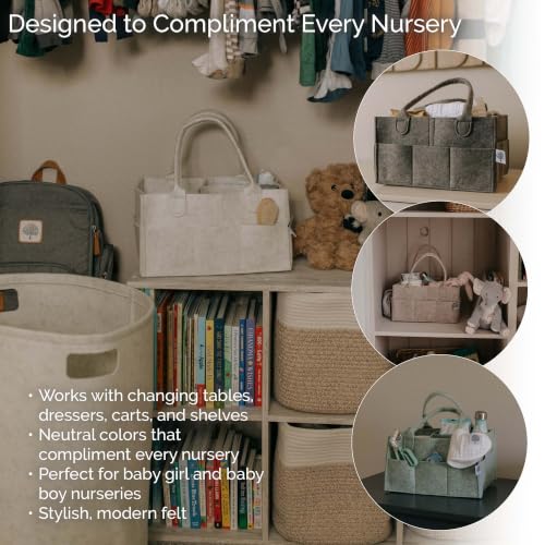 Parker Baby Diaper Caddy - Nursery Storage Bin and Car Organizer for Diapers and Baby Wipes - White, Large