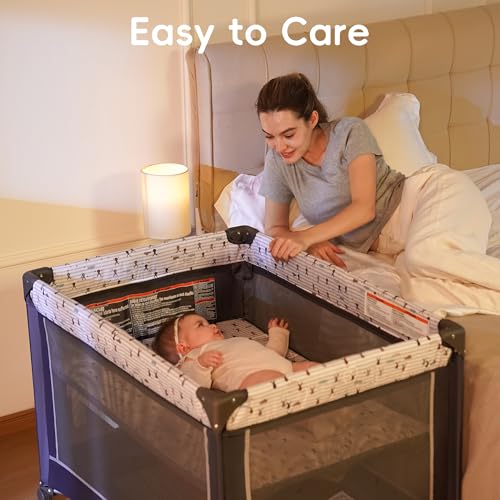 Pamo Babe Pack and Play with Bassinet, Portable Playard for Baby