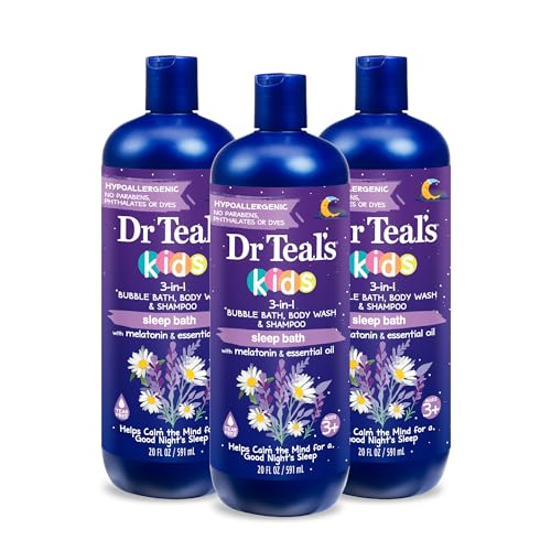 Dr Teal's Kids 3-in-1 Sleep Bubble Bath, Body Wash & Shampoo with Melatonin & Essential Oil, Lavender Scent, 20 fl oz (Pack of 3)