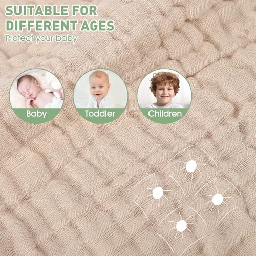Synrroe 2 Pack Hooded Muslin Cotton Baby Towels (Green/Brown), 32 by 32 Inches, Ultra-Soft & Breathable for Baby Bath Time