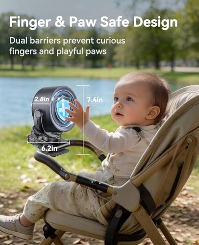 KIMMOO 4000mAh Rechargeable Portable Clip on Fan-100-Speed Touch Control, LED Display, 360° Rotate Quiet Turbo Desk Fan, Small Battery Operated USB Fan for Stroller Bed Travel Camping Golf Gym (Black)
