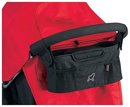 Britax Stroller Organizer with Insulated Cup Holders | Large Center Compartment with Magnetic Closure + 3 Outer Pockets + Folds with Stroller, No Removal Needed Black