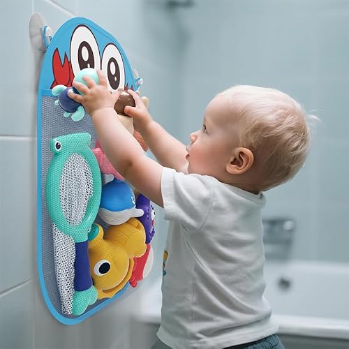 XAWACAH Bath Toy for Toddlers 6-12-18 Months, No-Hole Bathtub Toys with Baby Bath Animals, Wind-Up Turtles, Fishing Net & Storage Bag, Floating Toys for Toddlers 1-3 Year Old Boys Girls (11 Pack)
